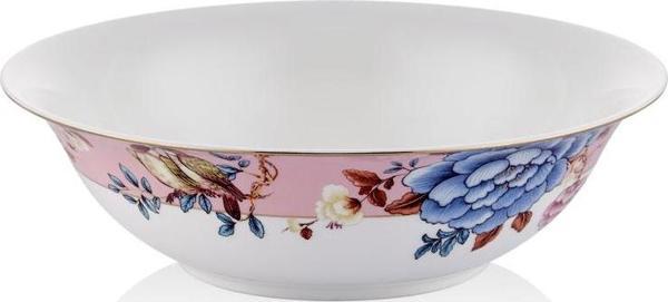 Floral Pink 23 Cm Büyük Boy Porselen Salata Kasesi Sunum Servis Tabağı - Image 1