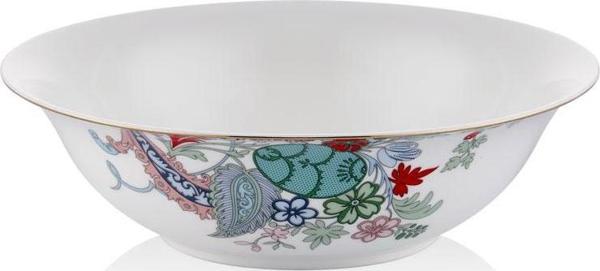 Scarlet Modern Gold Krem 23 Cm Büyük Boy Porselen Salata Kasesi Sunum Servis Tabağı - Image 1