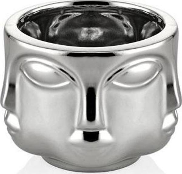 Havelka Suratlı Dekoratif Küçük Boy Saksı Parlak Silver 10cm - Image 1