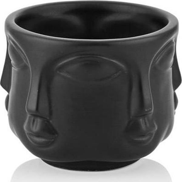 Havelka Suratlı Dekoratif Küçük Boy Saksı Siyah 10cm - Image 1