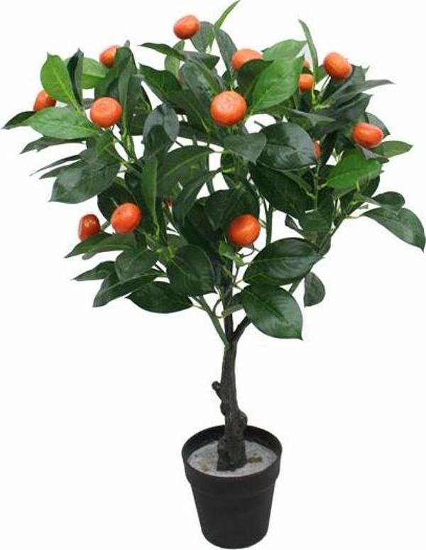 Yapay Turuncu Portakal Ağacı 70cm Boy Büyük Meyveli Gerçek Görünümlü SAKSISIZ - Image 1
