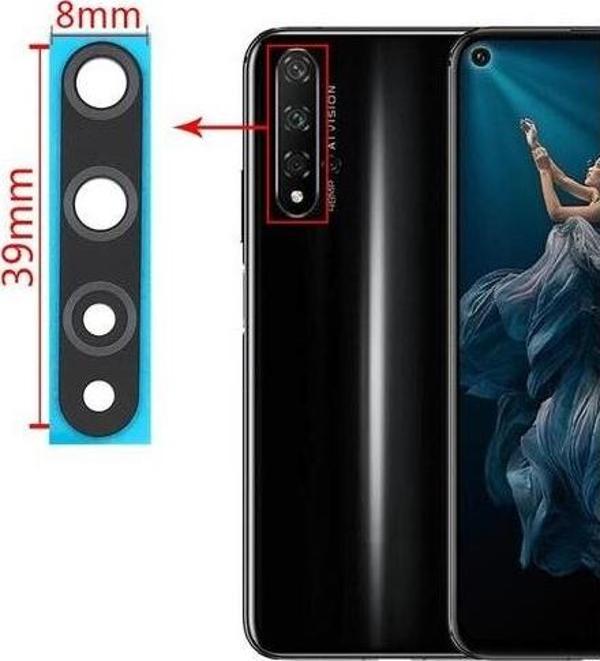 Tkgz Huawei NOVA 5T Arka Kamera Camı Lens Yapışkanlı - Image 1