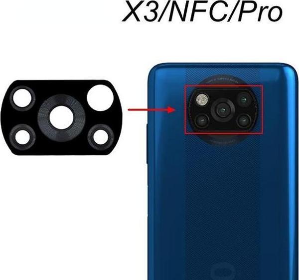 Tkgz Xiaomi POCOPHONE X3 PRO Arka Kamera Camı Lens Yapışkanlı - Image 1