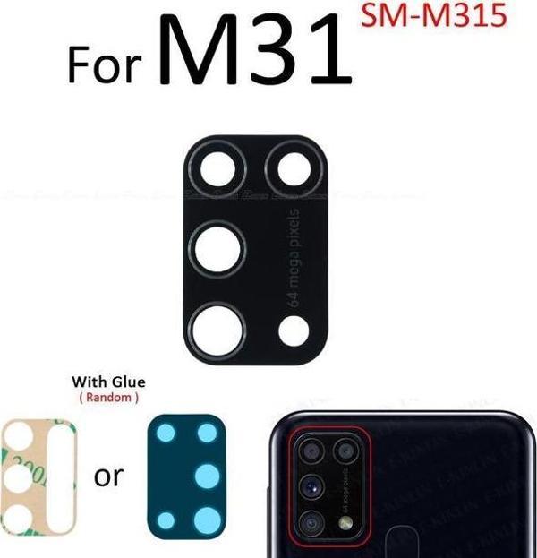 Tkgz Samsung Galaxy M31 Arka Kamera Camı Lens Yapışkanlı - Image 1