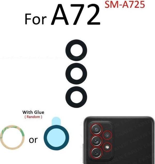 Tkgz Samsung Galaxy A72 Arka Kamera Camı Lens Yapışkanlı - Image 1