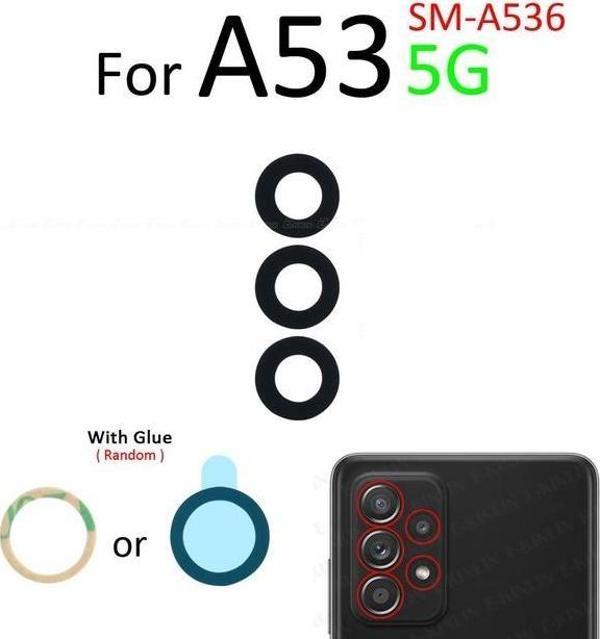 Tkgz Samsung Galaxy A53 (4G) Arka Kamera Camı Lens Yapışkanlı - Image 1