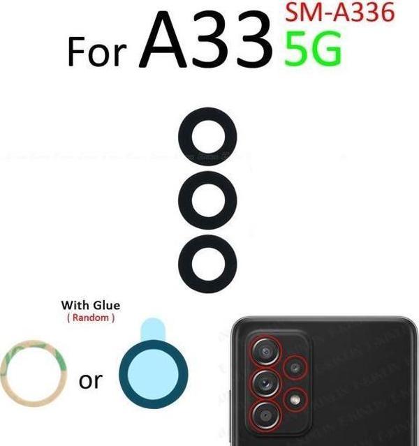 Tkgz Samsung Galaxy A33 (4G) Arka Kamera Camı Lens Yapışkanlı - Image 1