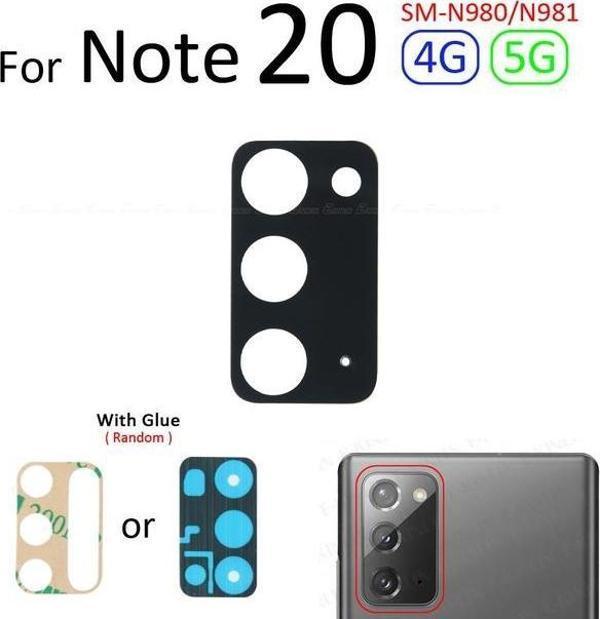 Tkgz Samsung Galaxy NOTE 20 Arka Kamera Camı Lens Yapışkanlı - Image 1