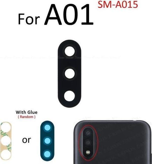 Tkgz Samsung Galaxy A01 Arka Kamera Camı Lens Yapışkanlı - Image 1