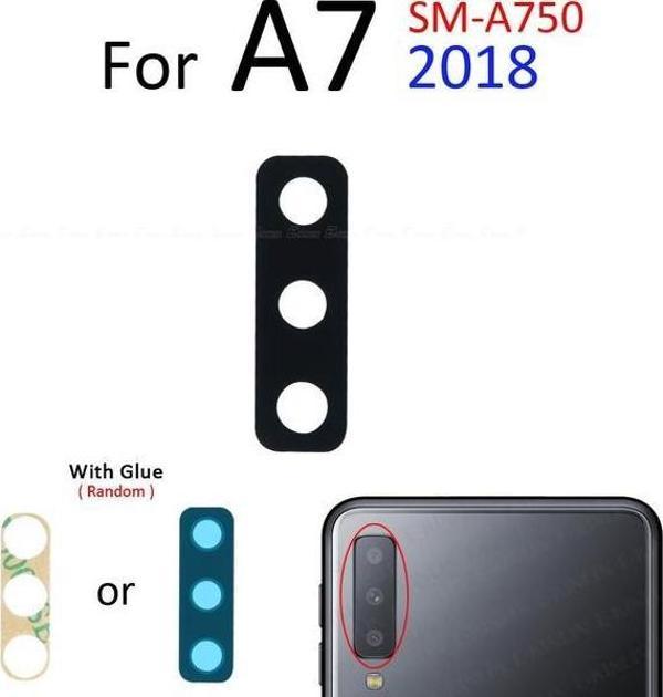 Tkgz Samsung Galaxy A7 A750 2018 Arka Kamera Camı Lens Yapışkanlı - Image 1