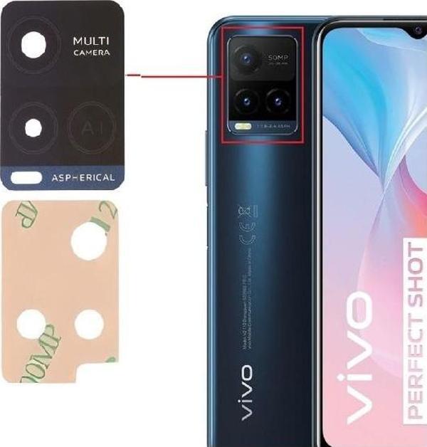 Tkgz VİVO Y21S Arka Kamera Camı Lens Yapışkanlı - Image 1