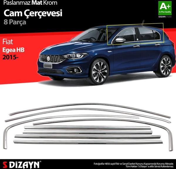 S-Dizayn Fiat Egea HB Krom Cam Çerçevesi 8 Prç. 2015 Üzeri Mat Krom - Image 1