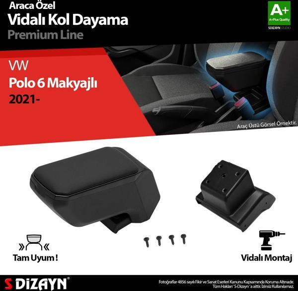 S-Dizayn VW Polo 6 Makyajlı Kol Dayama Kolçak ABS Vidalı Siyah 2021 Üzeri A+ Kalite - Image 1