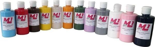 M1 Art Vernikli Akrilik Boya 140.Gr 12Li Set Ana Renkler - Image 1