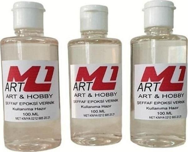 M1 Art Şeffaf Epoksi Vernik 100.Ml X 3 Adet - Image 1