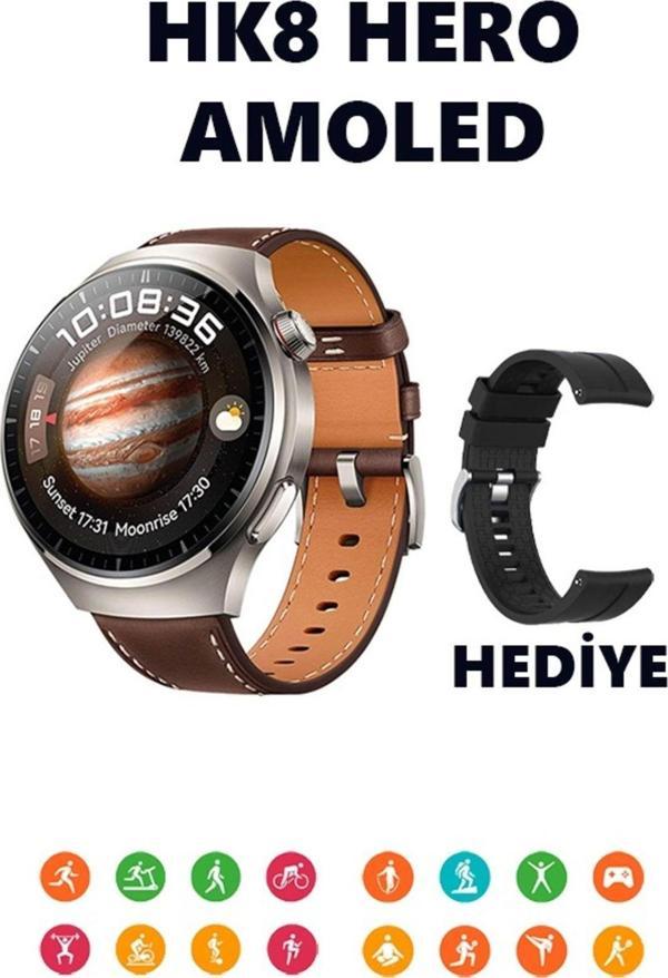 Qifit Hk8 Hero Amoled Yeni 2024 Yuvarlak Akıllı Saat 320X240 Hd Ekran Tüm Telefonlara Uyumlu - Image 1