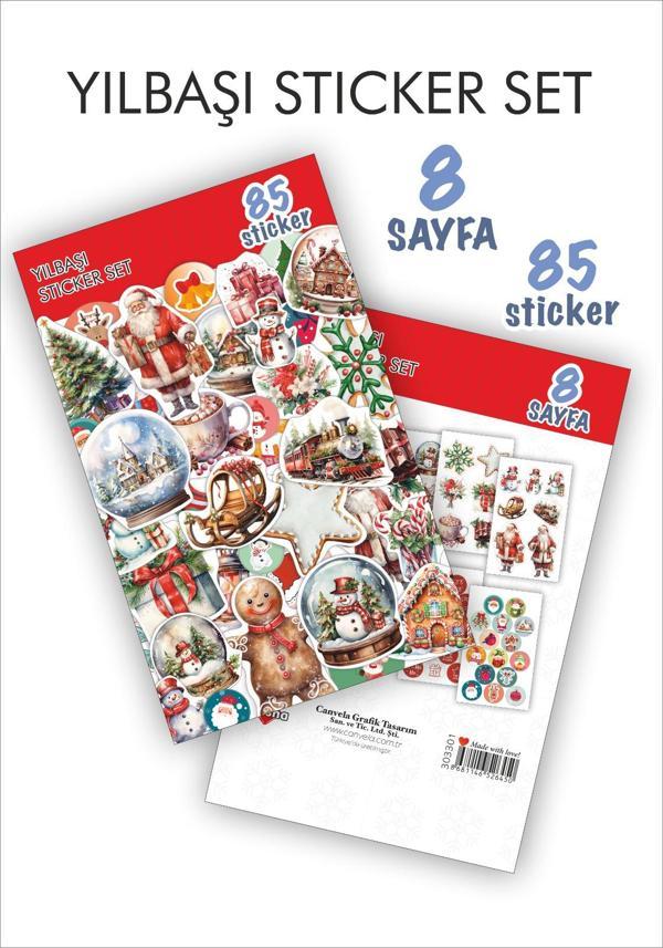 Yılbaşı Sticker Book 85 Adet 8 Sayfa Yeni Yıl Çam Ağacı Noel Baba Mutlu Yıllar Yılbaşı Sticker - Image 1