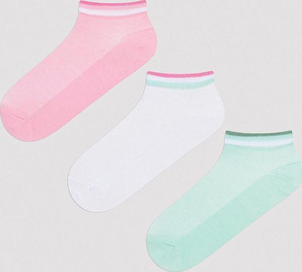 Penti Soft Color Çizgili Mint 3Lü Patik Çorap - Image 1