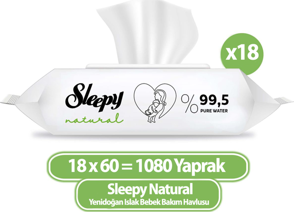Sleepy Natural Yenidoğan Islak Havlu Mendil 60x18 1080 Yaprak - Image 1