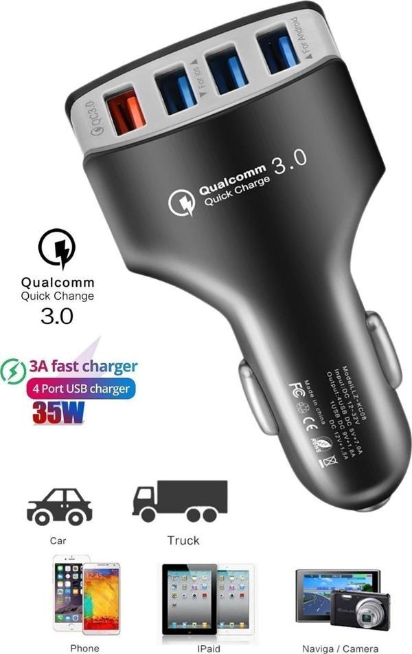 Favors 4 Usb Girişli Araç İçi Şarj Başlığı 5V-7A 35W Qick Charge 3.0 Hızlı Şarj Cihazı - Image 1