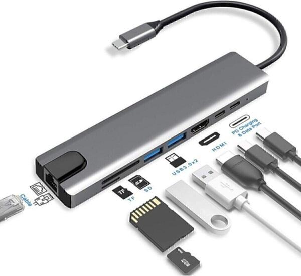 Lux Macbook Pro Air Usb Type-C Hub Dönüştürücü Çevirici Çoklayıcı Usb Hdmı Micro Sd 8 Girişli Rj8İ1New - Image 1