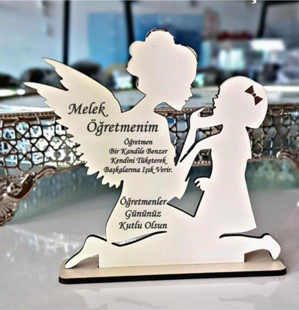 Fikart Melek Öğretmenim Hediye Plaket Melek Anne Çocuk Şeklinde Öğretmenler Günü Hediyesi - Image 1