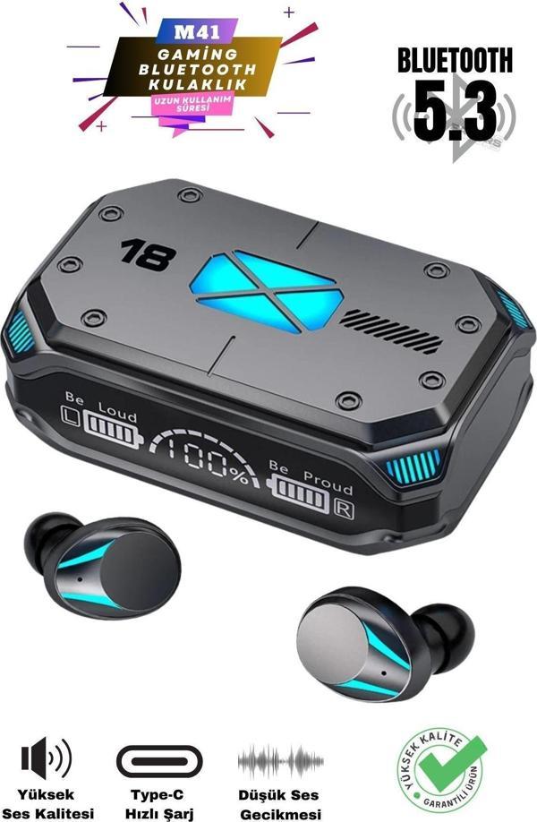 Favors M41 Powerbankli Mikrofonlu Dokunmatik Işıklı Metalik Bluetooth Oyuncu Kulaklığı İos Android Uyumlu - Image 1