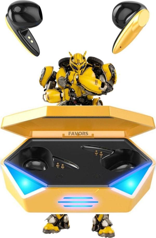 Favors Bluetooth Oyuncu Kulaklığı Bt 5.2 Son Sürüm Düşük Gecikmeli Sarı Gaming Kulaklık - Image 1
