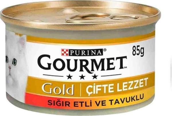 Gourmet Gold Sığır Etli ve Tavuklu Konserve Yetişkin Kedi Maması 12 x 85 G - Image 1