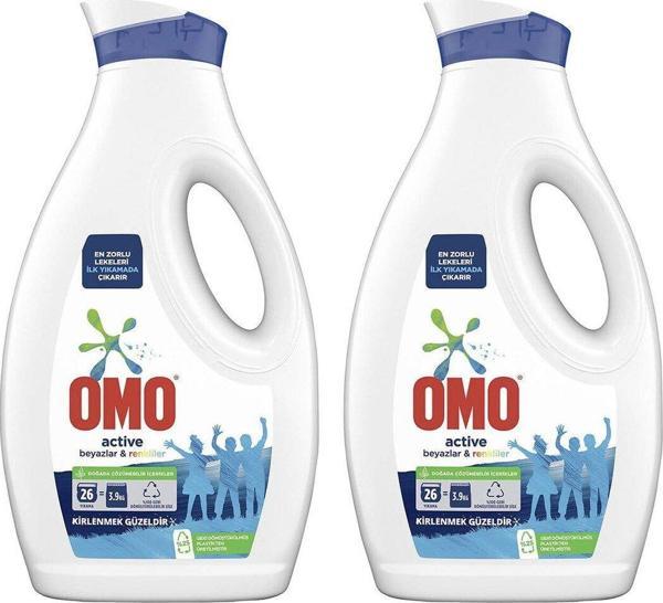 OMO SIVI DETERJAN ACTIVE BEYAZLAR VE RENKLİLER 1690ML 2 ADET  - Image 1