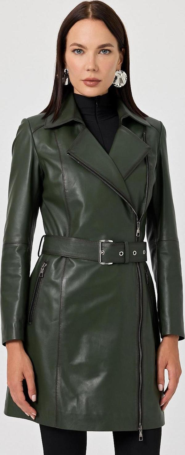 Rosana Yeşil Deri Mont - Image 1