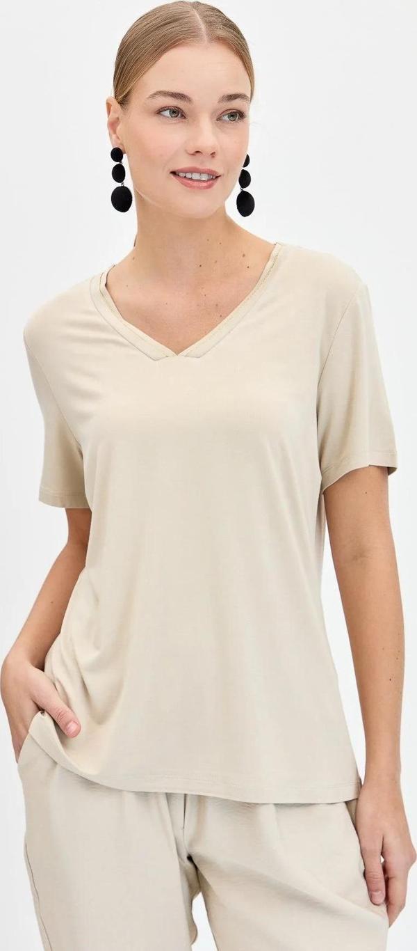 Desen Triko Kadın T-shirt - Image 1