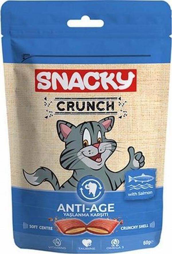 Snacky Crunch Anti-Age Yaşlanma Karşıtı Somonlu Kedi Ödülü 10x60 Gr - Image 1