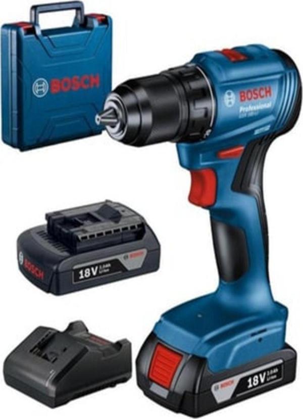 Bosch Gsb 185 Li Çift Akülü Kömürsüz Matkap Vidalama Profesyonel Darbeli Şarjlı Matkap Mavi - Image 1