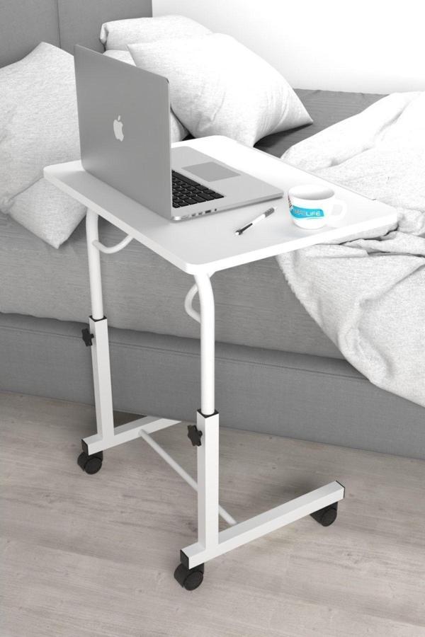 Depolife Tekerlekli Notebook Laptop Çalışma Sehpası Eğim Ve Yükseklik Ayarlı Akrobat Ders Yemek Çekyat Masası - Image 1
