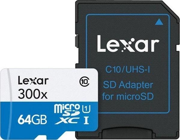 Lexar 64 Gb 300X Micro Sdxc Uhs-I V30 A1 U3 Hafıza Kartı + Sd Adaptör - Image 1