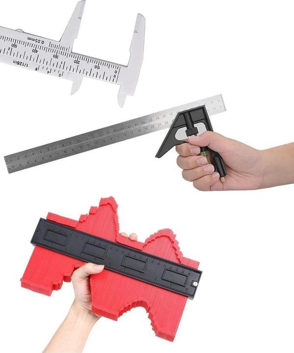 Depolife Su Terazili Ayarlı Kombine Cetvel Açı Ölçer Kalıp Tarağı Kumpas Marangoz Mühendis 45°/90° 300Mm - Image 1