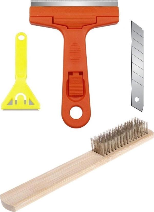 Depolife Cam Ocak Kazıma Temizleyici Buz Sökücü Spatula Seti Mutfak Fırın Ocak Fayans 4Lü Hassas Set - Image 1