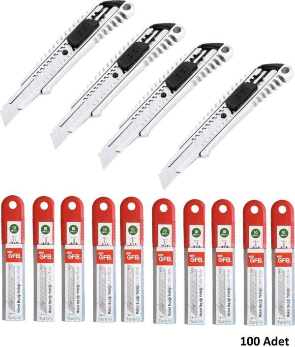 Depolife Metal Falçata 4 Adet Ve 100 Adet Falçata Yedek Bıçağı Seti Gfb Maket Bıçağı 0.5Mm - Image 1