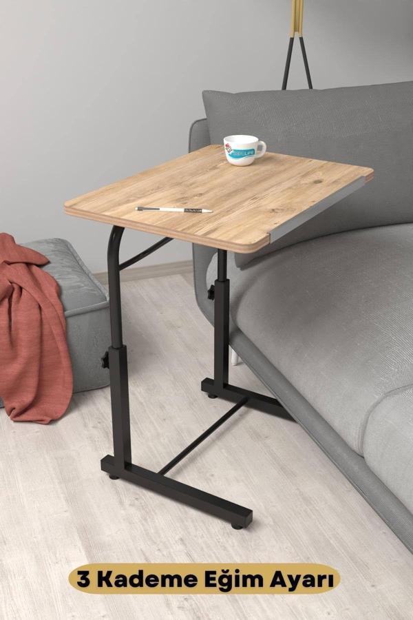 Depolife Eğim Yükseklik Ayarlı Laptop Sehpası Kahvaltı Ders Çalışma Bilgisayar Ofis Yemek Masası Metal Ayak - Image 1
