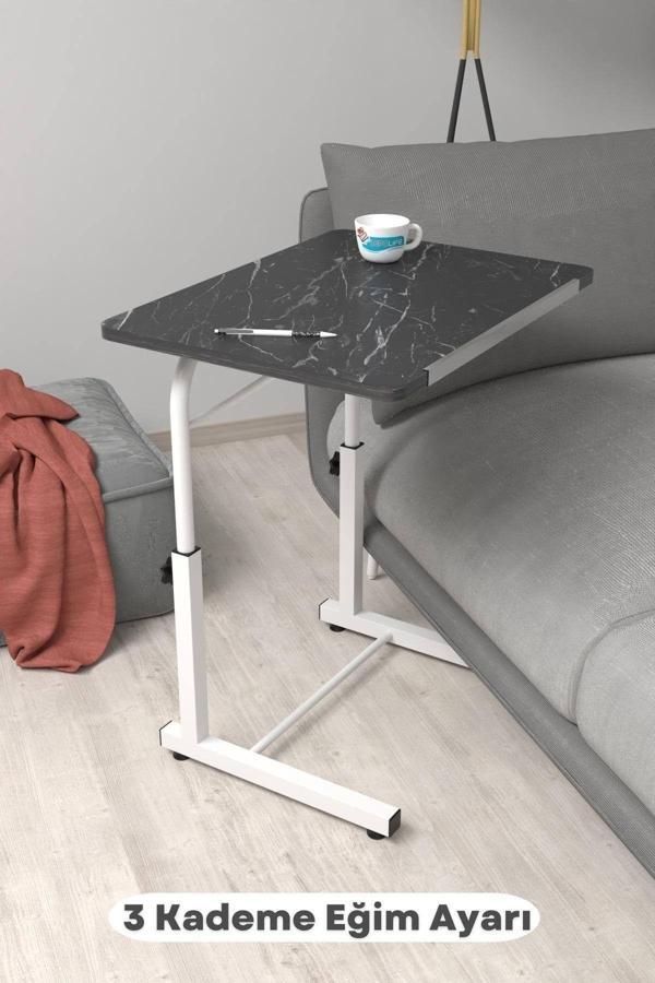 Depolife Eğim Yükseklik Ayarlı Laptop Sehpası Kahvaltı Ders Çalışma Bilgisayar Ofis Yemek Masası Metal Ayak - Image 1