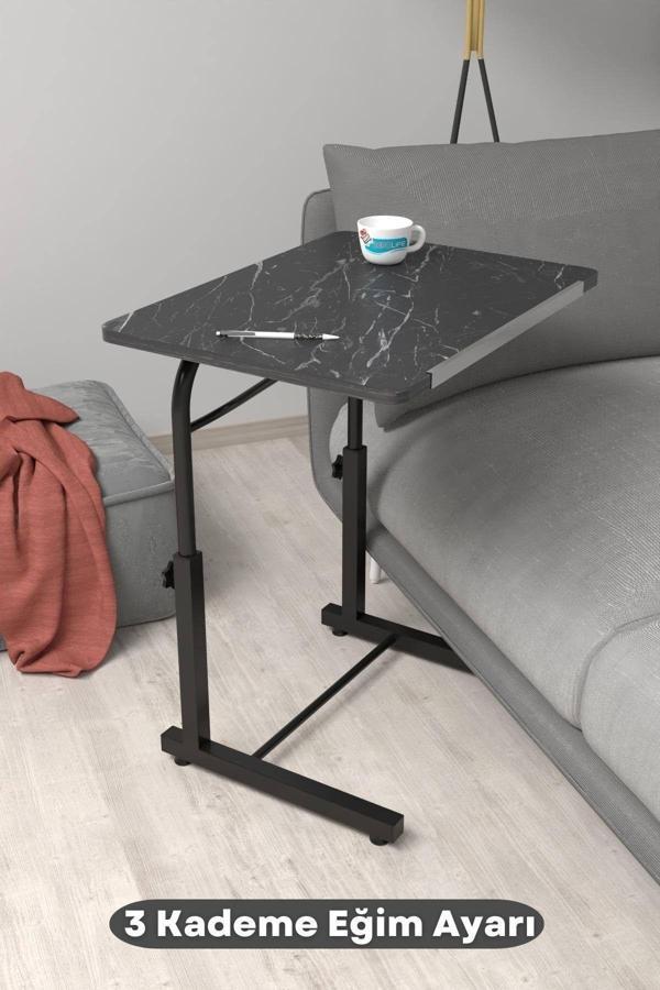 Depolife Eğim Yükseklik Ayarlı Laptop Sehpası Kahvaltı Ders Çalışma Bilgisayar Ofis Yemek Masası Metal Ayak - Image 1