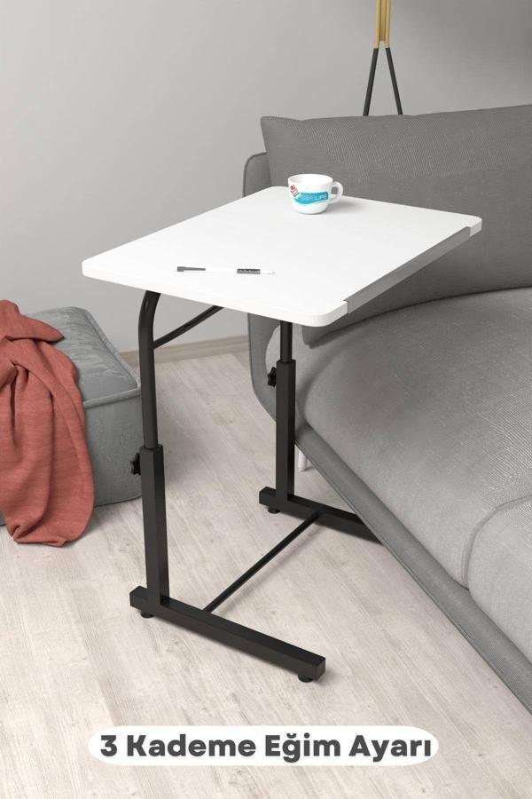 Depolife Eğim Yükseklik Ayarlı Laptop Sehpası Kahvaltı Ders Çalışma Bilgisayar Ofis Yemek Masası Metal Ayak - Image 1