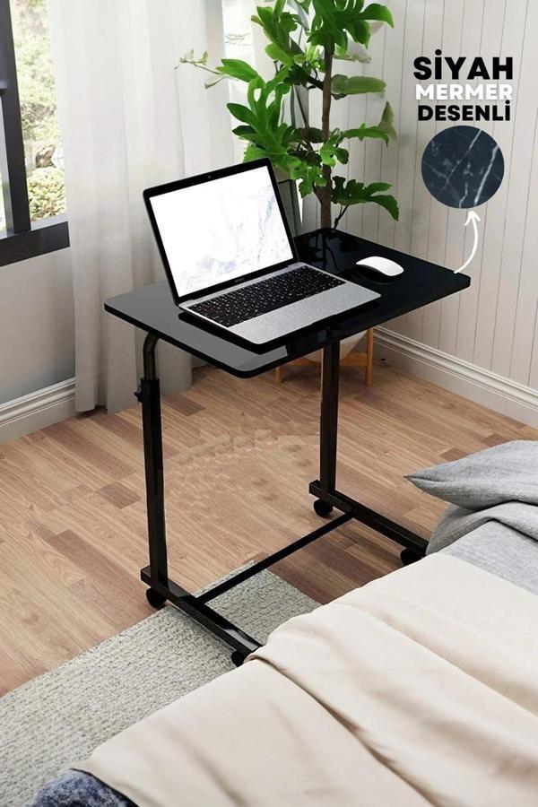 Depolife Tekerlekli Laptop Bilgisayar Çalışma Masası Eğim Yükseklik Ayarlı Akrobat Koltuk Sehpası - Image 1
