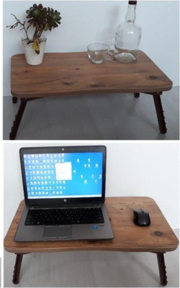 Depolife Yemek Servis Sehpası Katlanır Ayaklı Laptop Notebook Ders Çalışma Masası Servis-Ceviz - Image 1