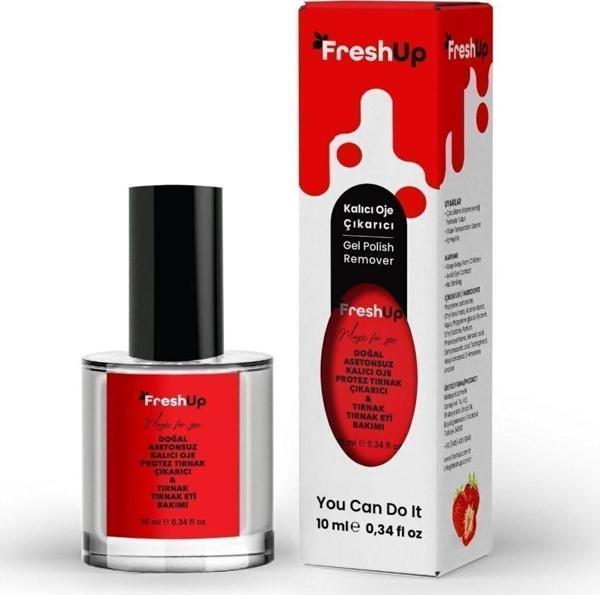 Fresh-Up Doğal, Kalıcı Oje Çıkarıcı, Protez Tırnak Çıkarıcı, Tırnak Ve Tırnak Eti Bakım Yağı, Çilek, 10 Ml - Image 1
