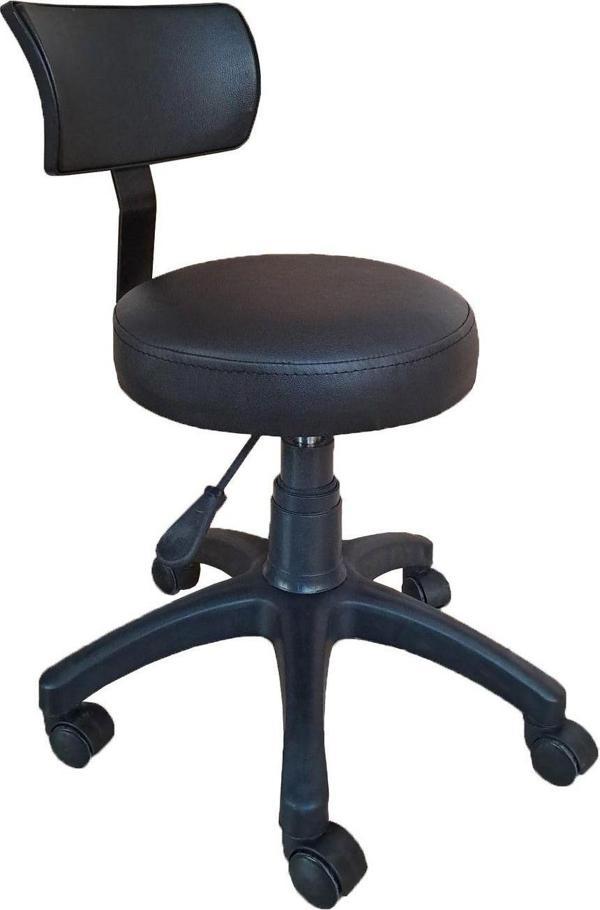 Depolife Döner Ofis Kasiyer Taburesi Tekerlekli Deri Oturak Eczane Laboratuvar Büro Çalışma Koltuğu Sırtlı - Image 1