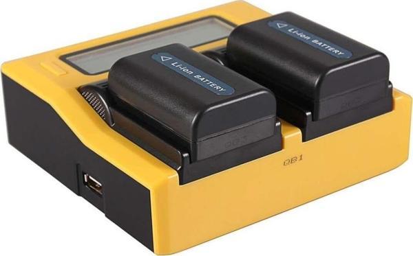 Patona İkili Lcd Ekranlı Usb Şarj Aleti Sony Np-Fm50 Np-F970 Serisi İçin - Image 1