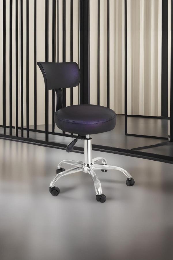 Depolife Ofis Laboratuvar Öğrenci Büro Tabure Metal Ayak Tekerlekli Sandalye Sırt Dayama Çalışma Koltuğu - Image 1