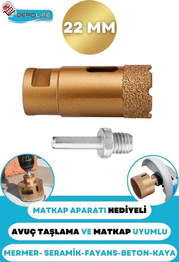 Depolife 22 Mm Granit Mermer Seramik Fayans Beton Taş Delme Panç Spiral Avuç Taşlama Matkap Uyumlu M14 Aparat - Image 1